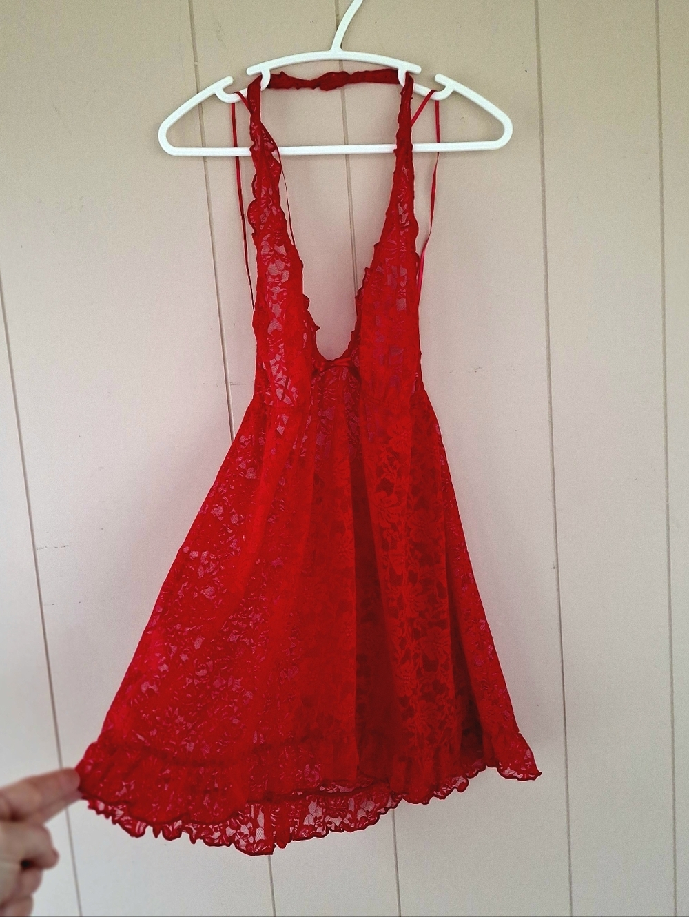 La Senza Red Lace Sheer Halter Neck Babydoll Lingerie Size Small